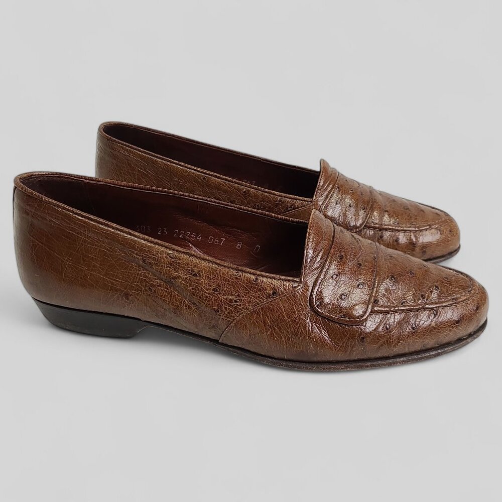 Romano Martegani full quill ostrich penny loafers 8 D